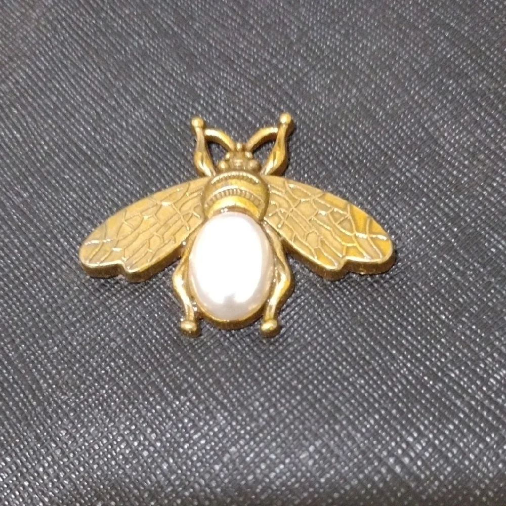 Black Tote Bag with Gold Bee Accent - Picture 2 of 16